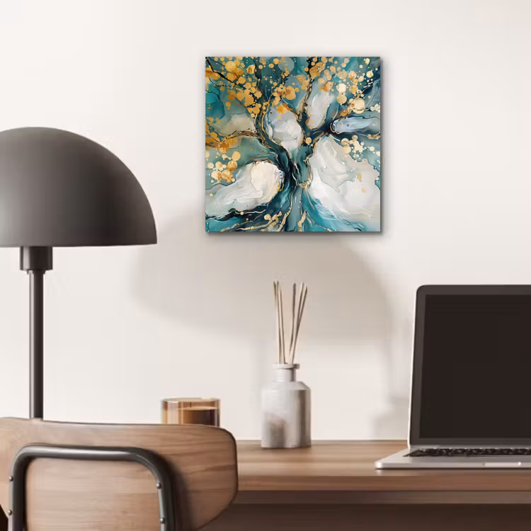 Boom - Modern - Verflook - Turquoise - Goud aluminium wit klein -sfeer5