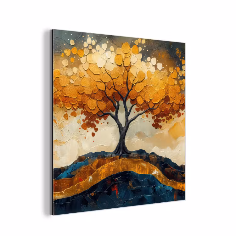 Boom - Natuur - Goud - Modern aluminium wit klein -3d