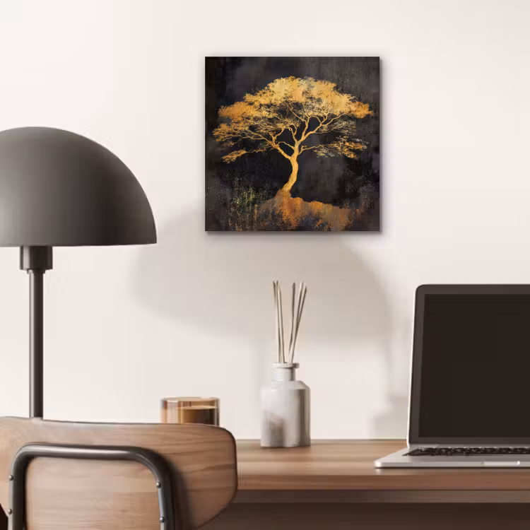 Boom - Schilderij - Goud - Abstract aluminium wit klein -sfeer5