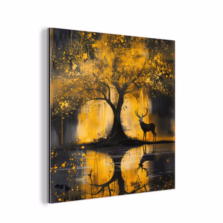 Boom - Verflook - Hert - Natuur - Goud aluminium wit klein -3d