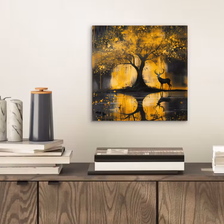 Boom - Verflook - Hert - Natuur - Goud aluminium wit klein -sfeer1