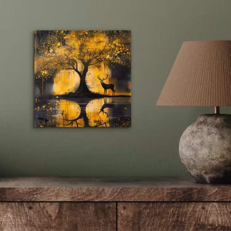 Boom - Verflook - Hert - Natuur - Goud aluminium wit klein -sfeer2