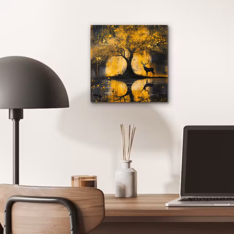Boom - Verflook - Hert - Natuur - Goud aluminium wit klein -sfeer5