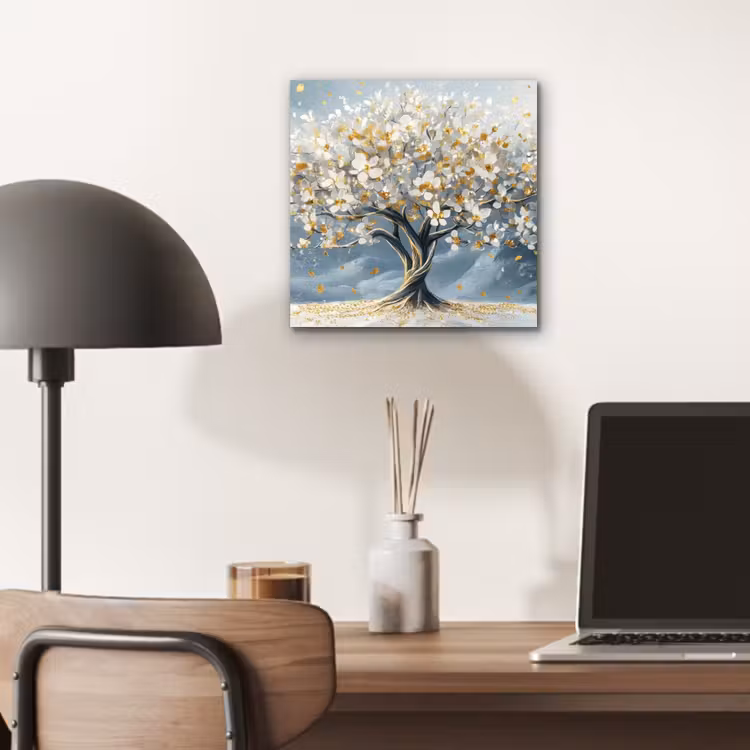 Boom - Winter - Levensboom - Modern - Goud aluminium wit klein -sfeer5