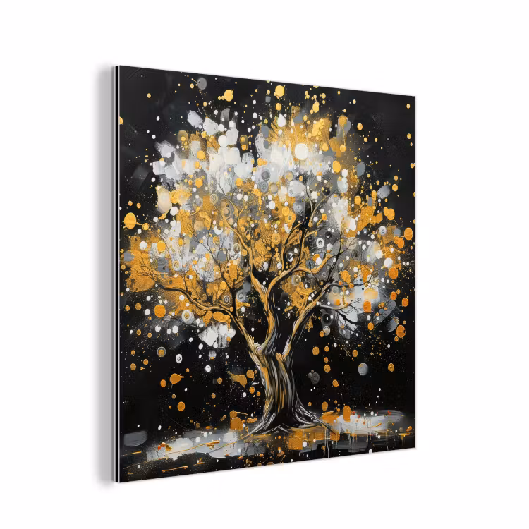Boom - Zwart - Goud - Wit - Modern aluminium wit klein -3d