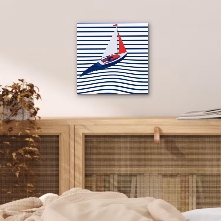 Boot - Water - Abstract - Blauw aluminium wit klein -sfeer3