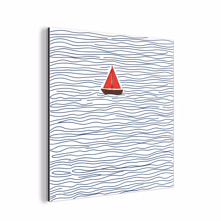 Boot - Water - Rood - Illustratie - Minimalistisch aluminium wit klein -3d