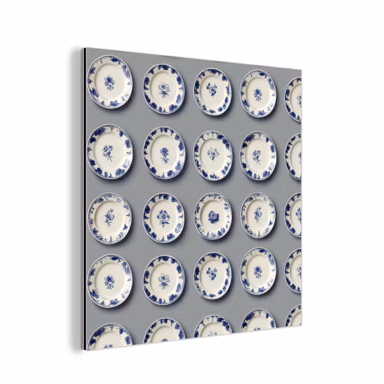 Borden - Bloemen - Blauw - Wit aluminium wit klein 46 -3d