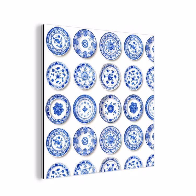 Borden - Bloemen - Patroon - Blauw aluminium wit klein 46 -3d