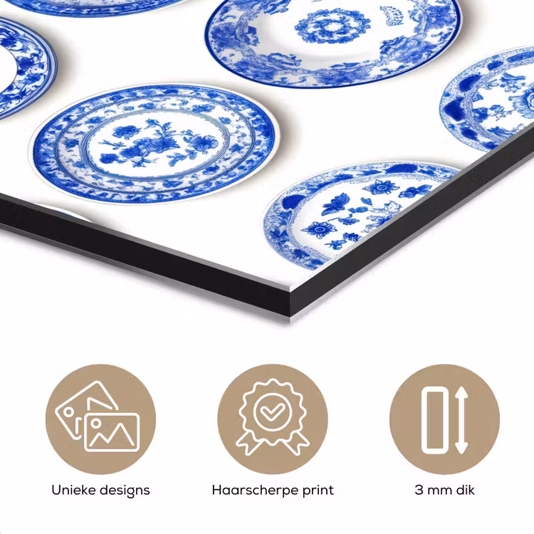 Borden - Bloemen - Patroon - Blauw aluminium wit klein 46 -closeup_NL