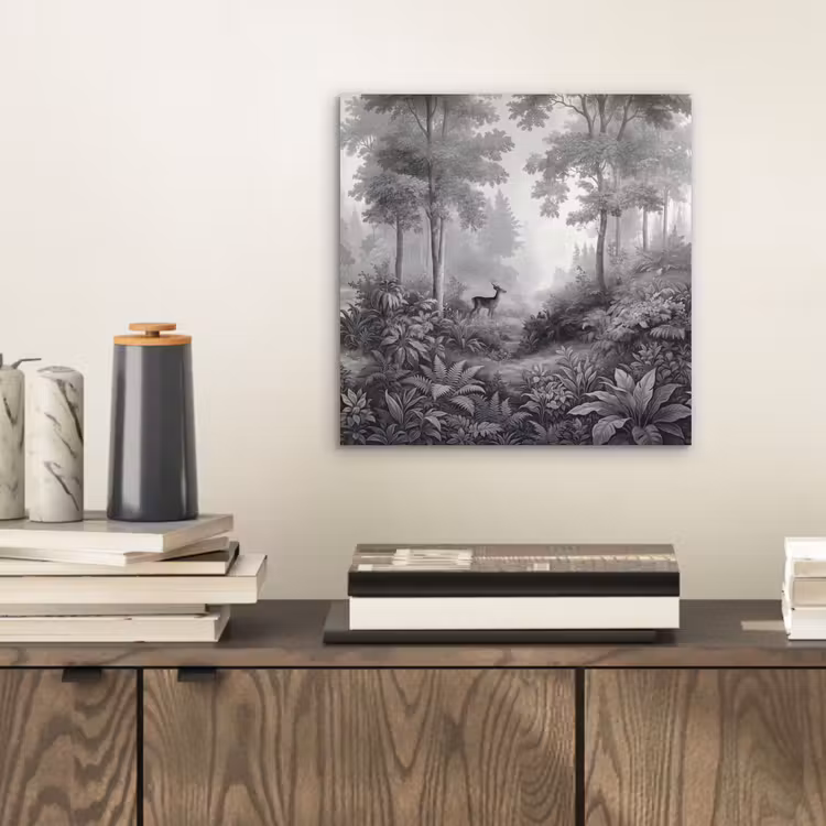 Bos - Hert - Zwart - Wit aluminium wit klein -sfeer1