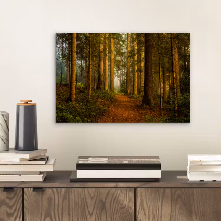 Bos - Natuur - Bomen - Landschap - Bladeren aluminium wit klein -sfeer1