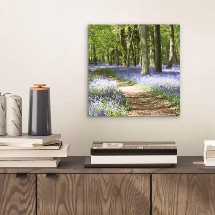 Bos - Pad - Bloemen - Paars - Groen - Natuur aluminium wit klein -sfeer1