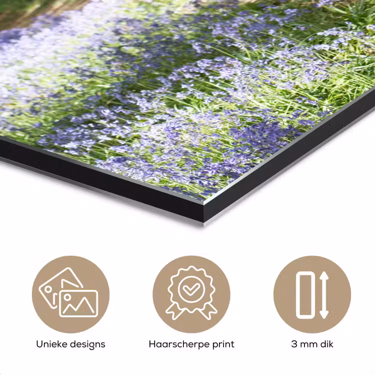 Bos - Pad - Bloemen - Paars - Groen - Natuur aluminium wit klein -closeup_NL