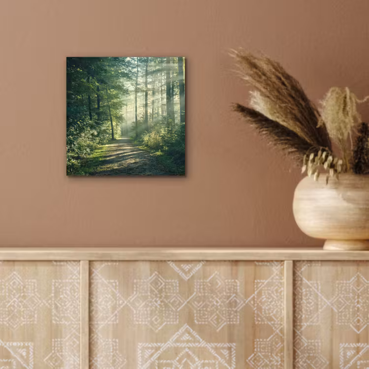 Bos - Pad - Zon - Bomen - Groen - Natuur aluminium wit klein -sfeer4