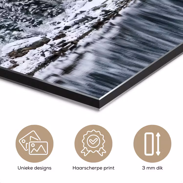 Bos - Reflectie - Meer - Winter - Serene aluminium wit klein -closeup_NL