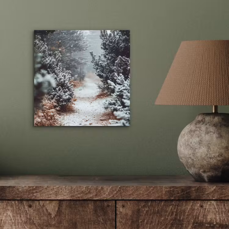 Bos - Winter - Bomen - Natuur - Pad - Sneeuw aluminium wit klein -sfeer2