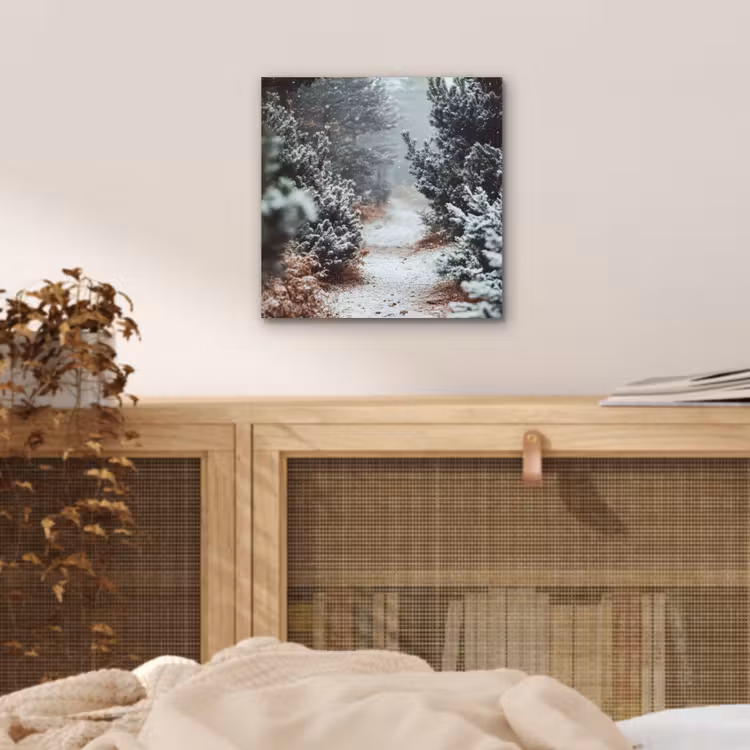 Bos - Winter - Bomen - Natuur - Pad - Sneeuw aluminium wit klein -sfeer3