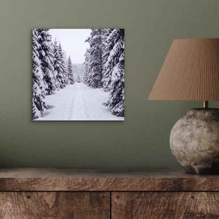 Bos - Winter - Sneeuw - Pad - Natuur aluminium wit klein -sfeer2
