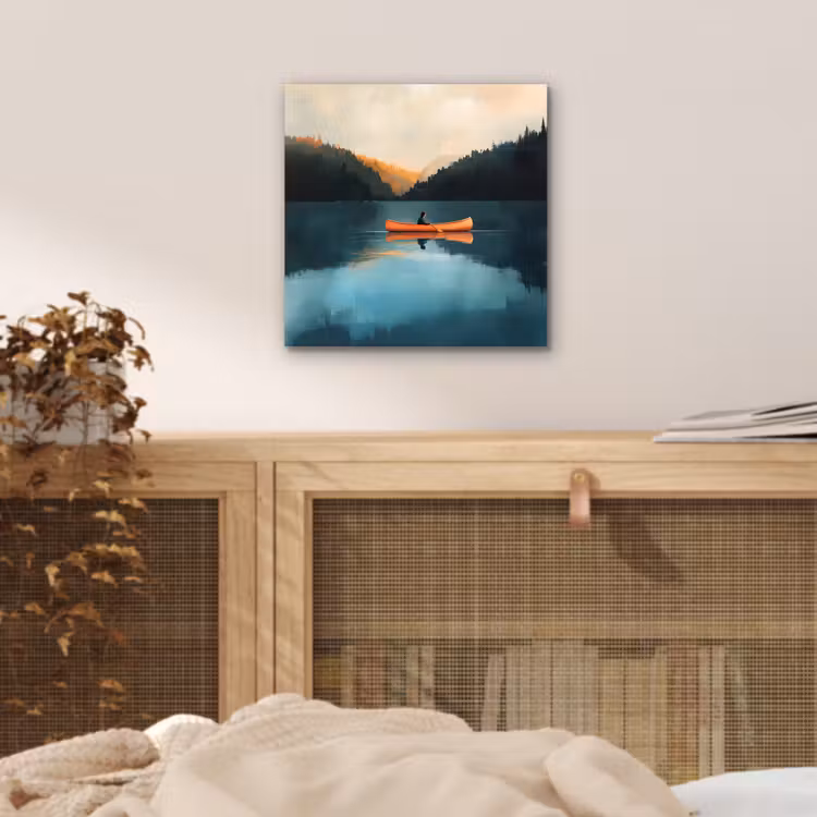 Bossen - Meer - Kano - Oranje aluminium wit klein -sfeer3