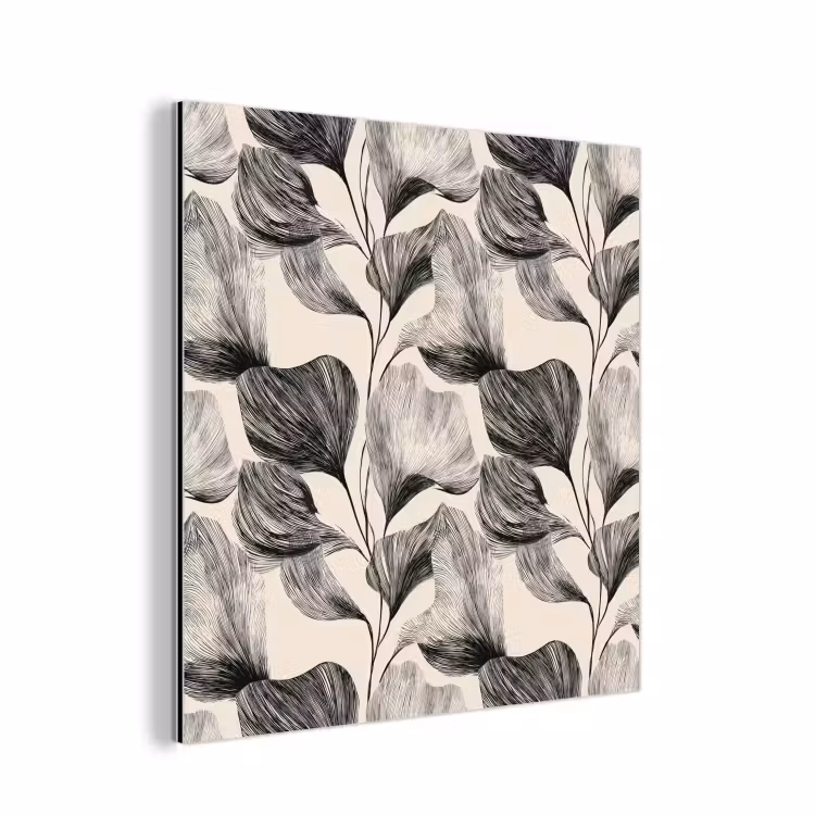 Botanisch - Bladeren - Zwart aluminium wit klein 46 -3d