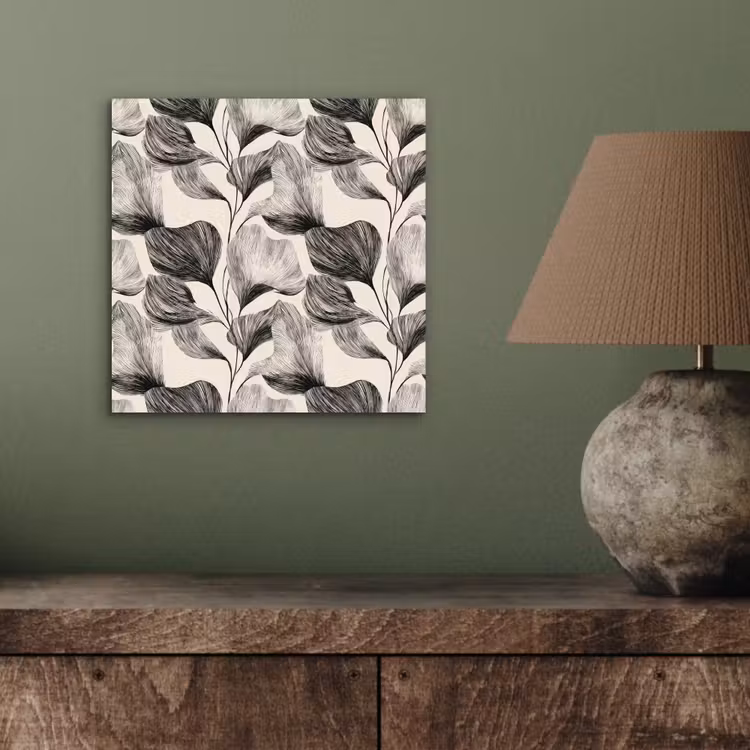 Botanisch - Bladeren - Zwart aluminium wit klein 46 -sfeer2