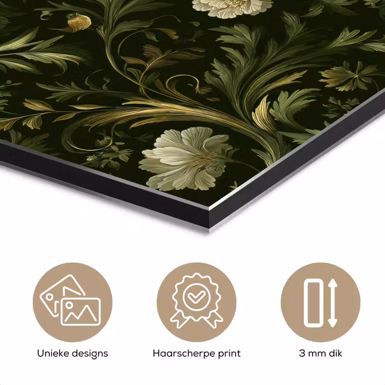 Botanisch - Naadloos - Bloemen aluminium wit klein 46 -closeup_NL