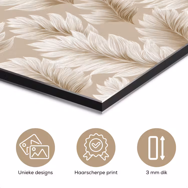 Botanisch - Patroon - Beige aluminium wit klein 46 -closeup_NL
