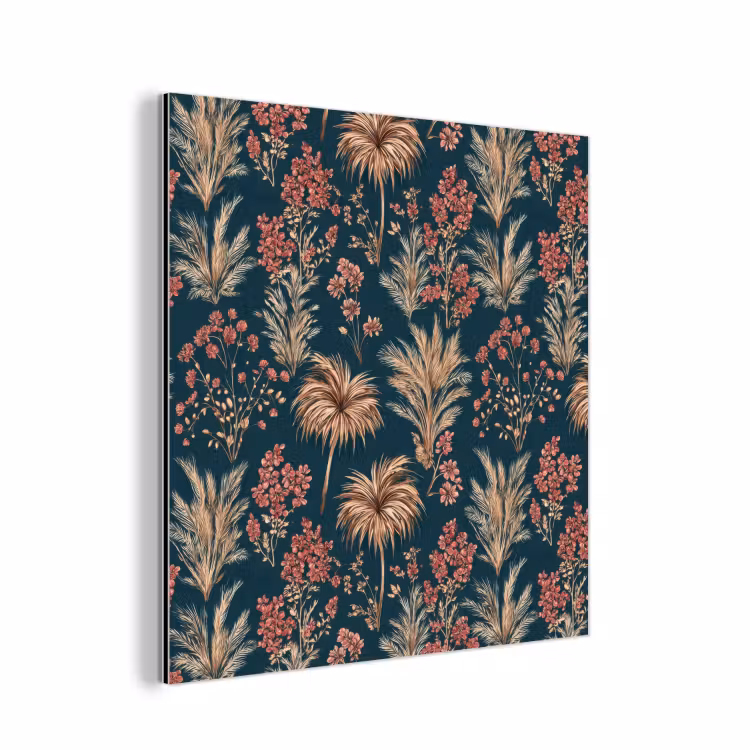 Botanisch - Patroon - Blauw aluminium wit klein 46 -3d