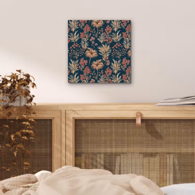Botanisch - Patroon - Blauw aluminium wit klein 46 -sfeer3