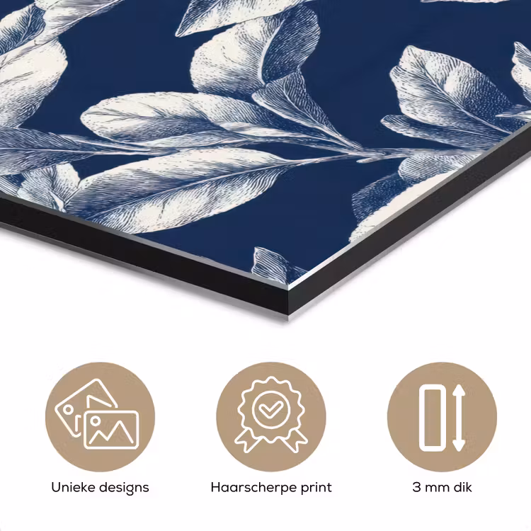 Botanisch - Patroon - Blauw aluminium wit klein 46 -closeup_NL