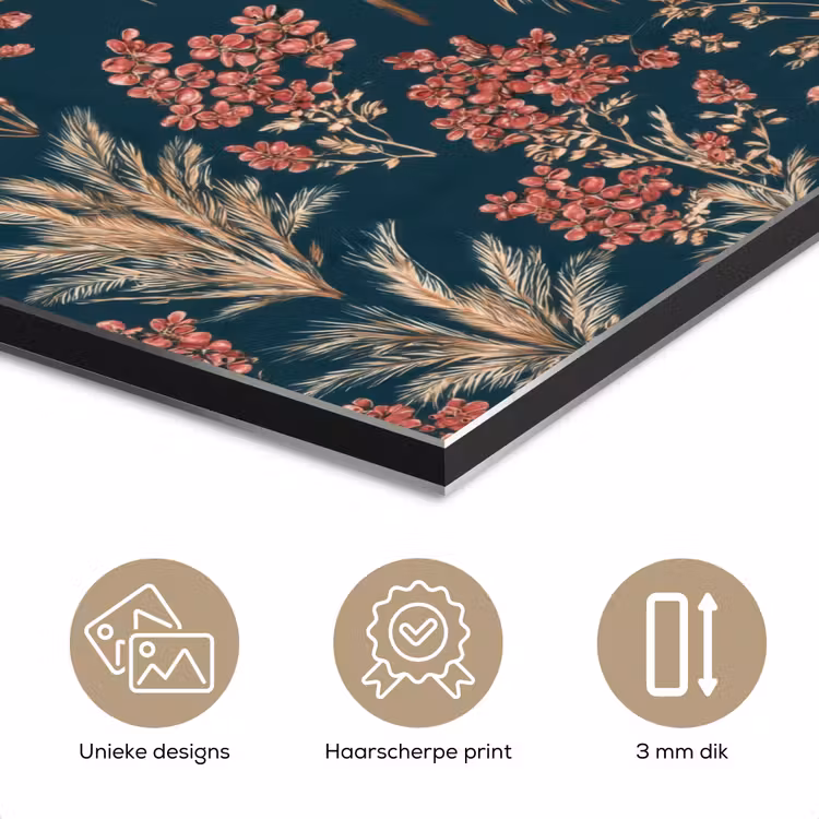 Botanisch - Patroon - Blauw aluminium wit klein 46 -closeup_NL