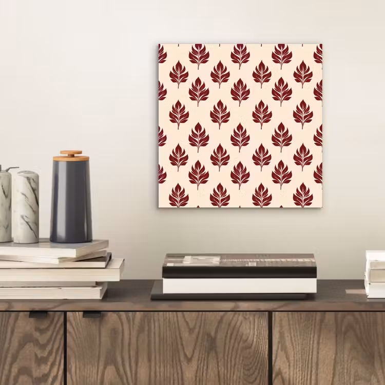 Botanisch - Patroon - Bordeaux aluminium wit klein 46 -sfeer1