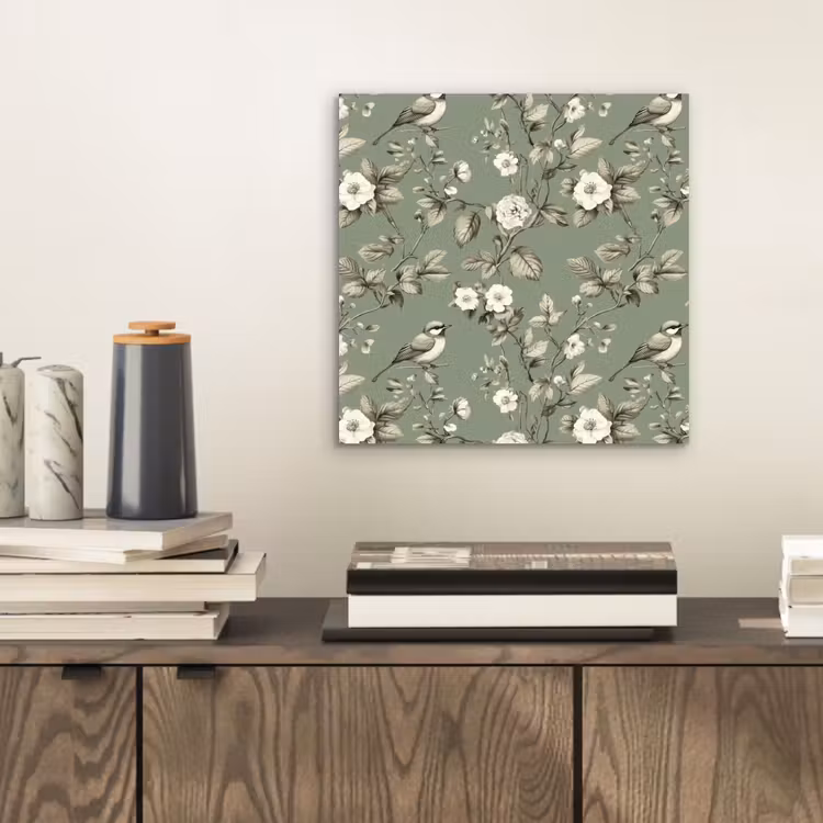 Botanisch - Vogels - Groen aluminium wit klein 46 -sfeer1