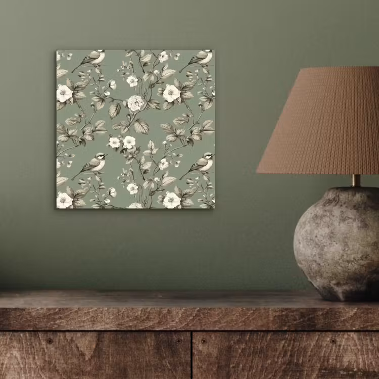 Botanisch - Vogels - Groen aluminium wit klein 46 -sfeer2