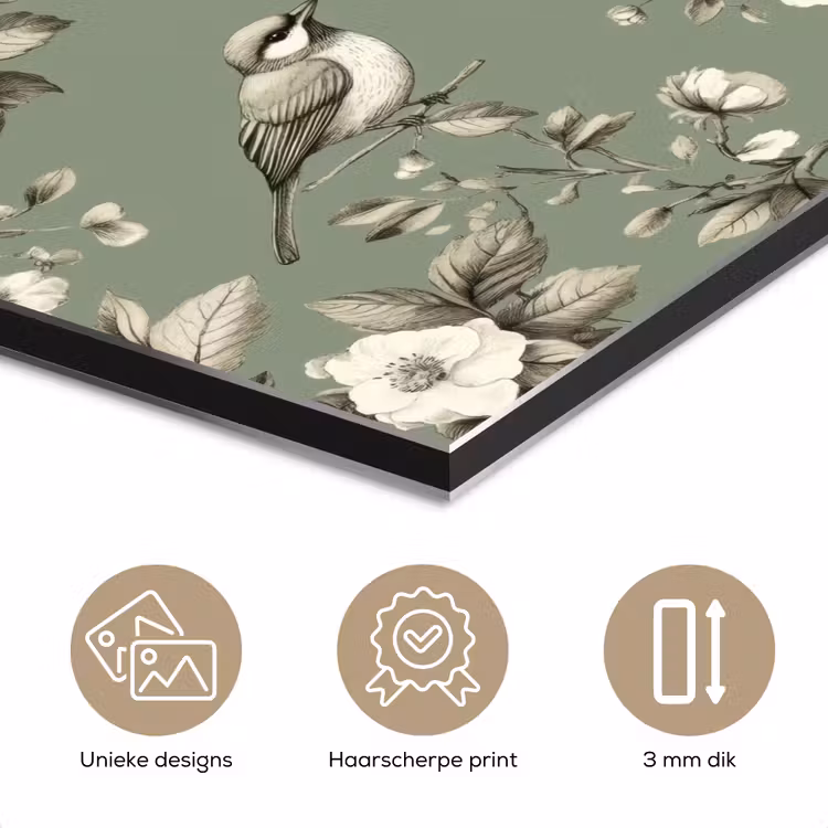 Botanisch - Vogels - Groen aluminium wit klein 46 -closeup_NL