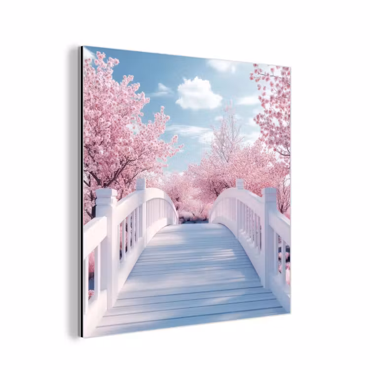 Brug - Kersenbomen - Wit aluminium wit klein -3d