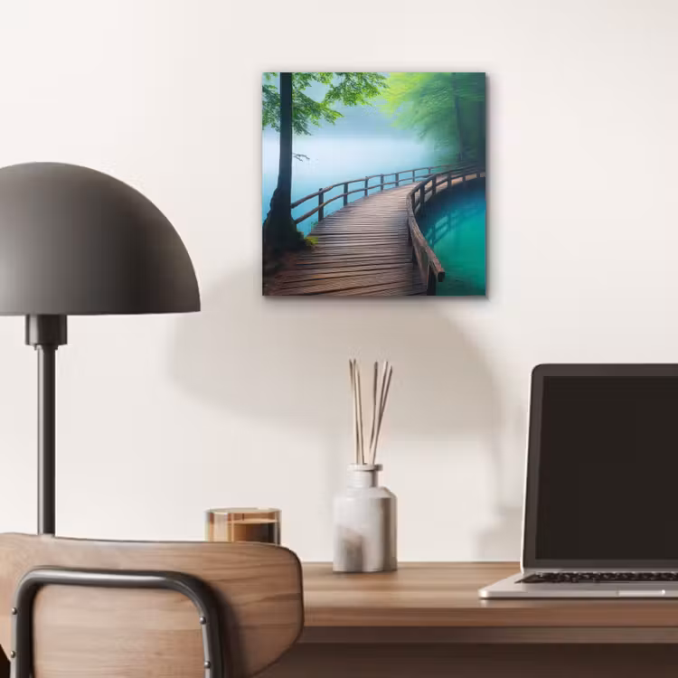Brug - Water - Rivier - Bos aluminium wit klein -sfeer5