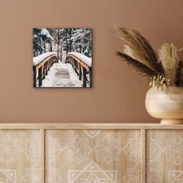 Brug - Winterlandschap - Bos - Natuur - Sneeuw aluminium wit klein -sfeer4