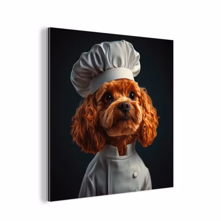 Bruin - Kok - Hondje aluminium wit klein -3d