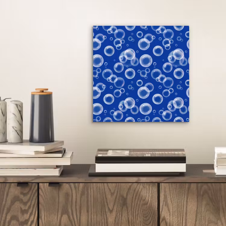 Bubbels - Patroon - Blauw aluminium wit klein -sfeer1