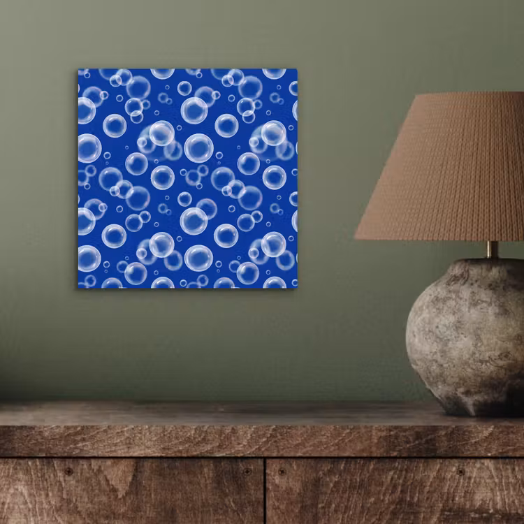 Bubbels - Patroon - Blauw aluminium wit klein -sfeer2