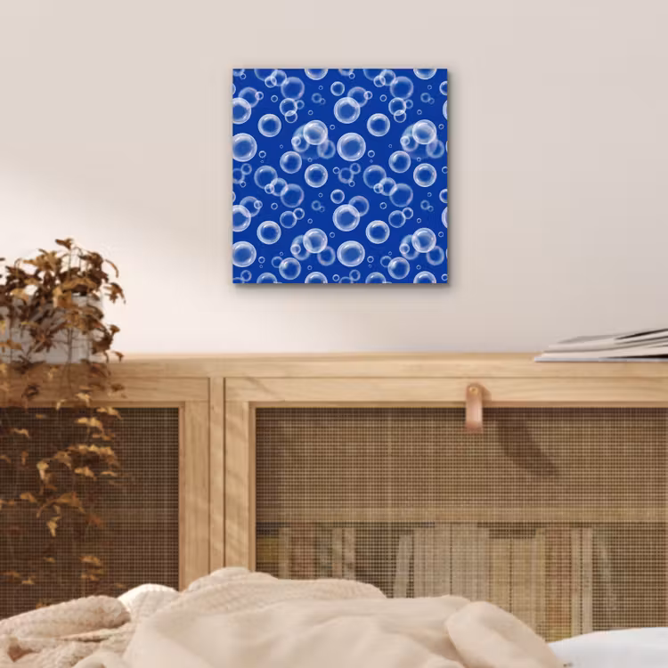 Bubbels - Patroon - Blauw aluminium wit klein -sfeer3