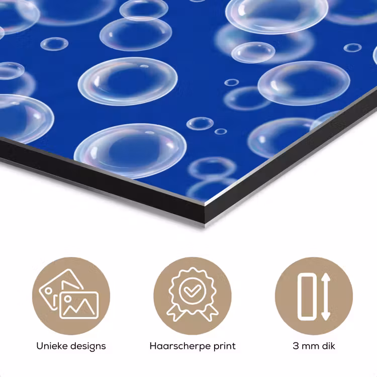 Bubbels - Patroon - Blauw aluminium wit klein -closeup_NL