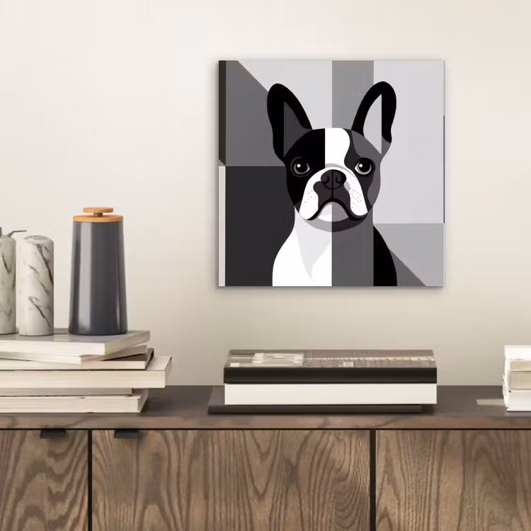 Buldog - Zwart - Abstract - Vlakken aluminium wit klein -sfeer1
