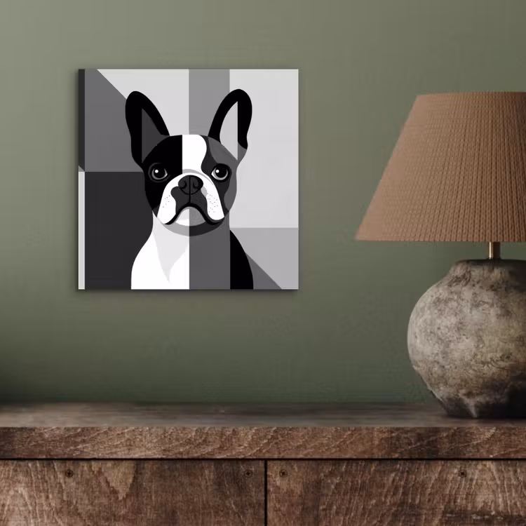Buldog - Zwart - Abstract - Vlakken aluminium wit klein -sfeer2
