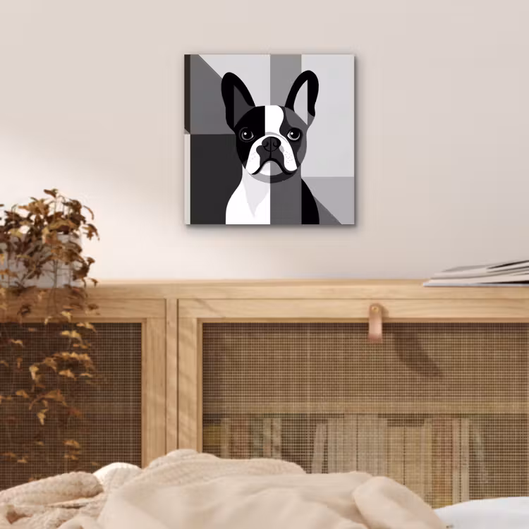 Buldog - Zwart - Abstract - Vlakken aluminium wit klein -sfeer3