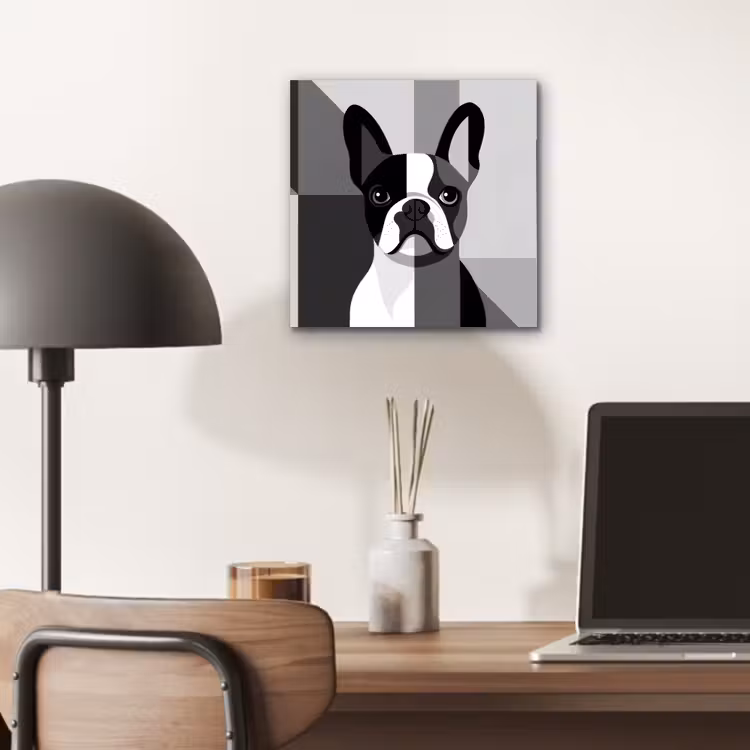 Buldog - Zwart - Abstract - Vlakken aluminium wit klein -sfeer5