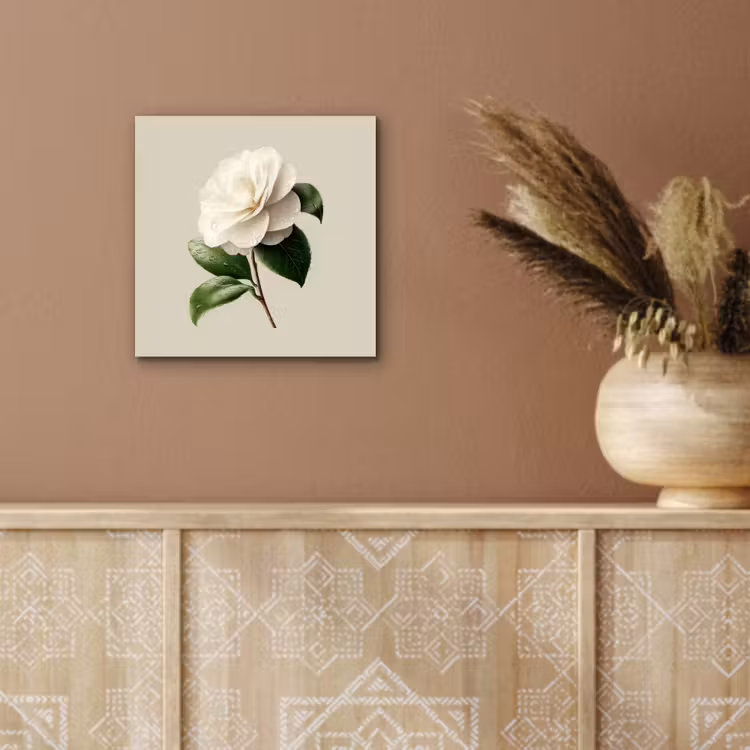 Cameliabloem - Wit - Groen aluminium wit klein -sfeer4