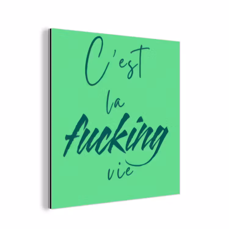 c'est la fucking vie - Groen - Penseelstijl aluminium wit klein -3d